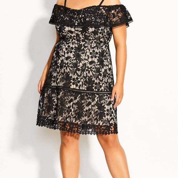 City Chic | Dresses | Black Lace Cocktail Dress | Poshmark